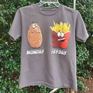 Boys Dark Gray French Fry And Potato T- Shirt